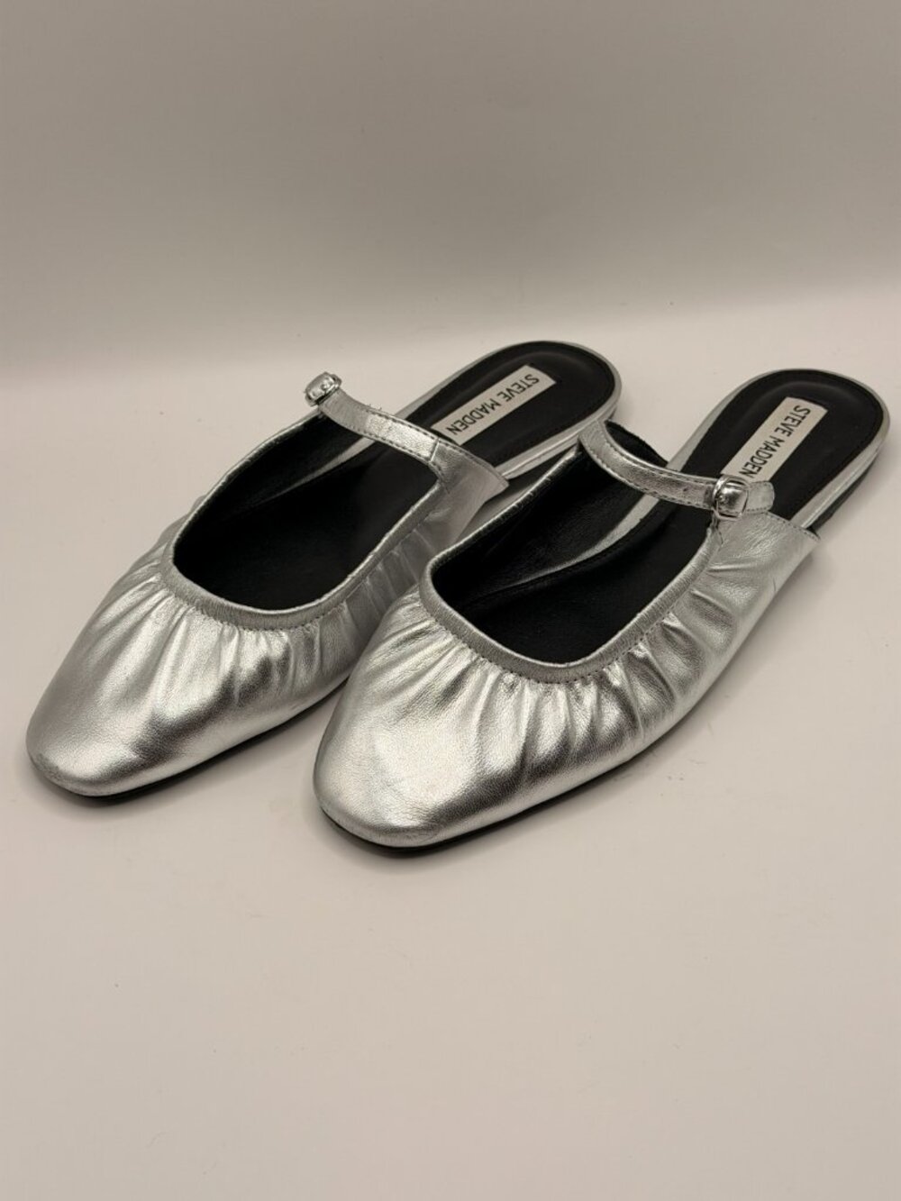 Steve Madden Women Gisele Mary Jane Silver Slip On Mule Sz 9.5